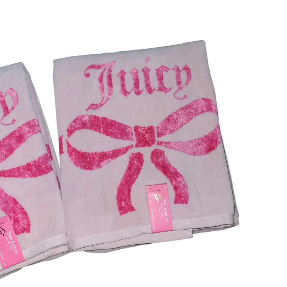 Juicy Couture Pink Towel Set with Bow Design
